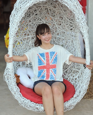 beautiful young girl in summer の写真素材