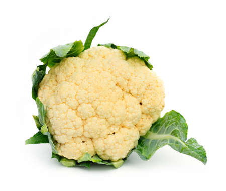 Fresh cauliflower isolated on whiteの写真素材