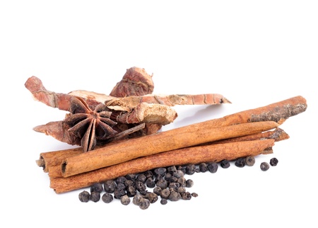 Various spices isolated on white background の写真素材