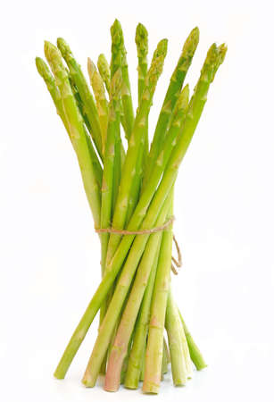 Bunch of fresh asparagus isolated on white background の写真素材