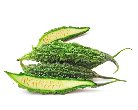 Bitter melon isolated on white background の写真素材