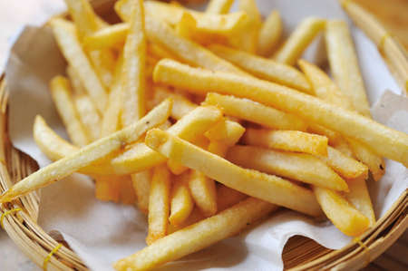Golden French fries potatoes ready to be eaten 