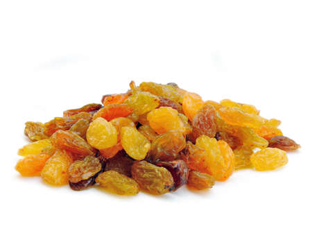 Heap of raisin on a white background の写真素材