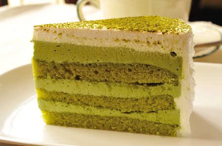 Coffee and green tea cake for breaking time