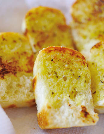 Garlic bread with herbsの写真素材