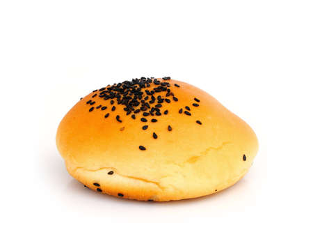 bun with sesame seeds isolated on white background の写真素材