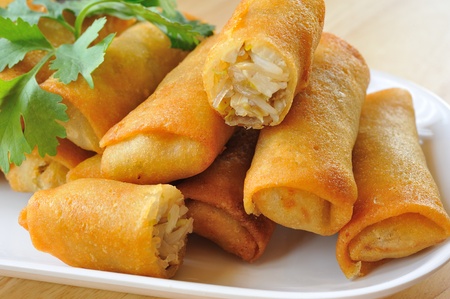 Fried Chinese Traditional Spring rolls food の写真素材