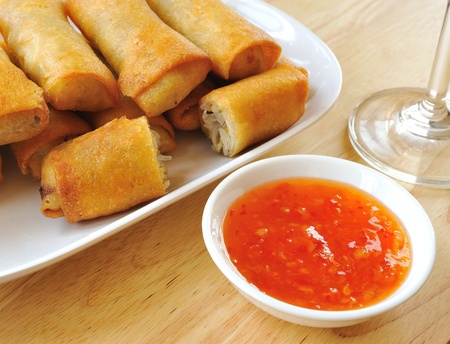 Fried Chinese Traditional Spring rolls foodの写真素材