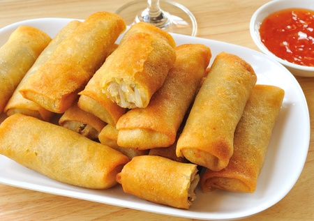 Fried Chinese Traditional Spring rolls foodの写真素材