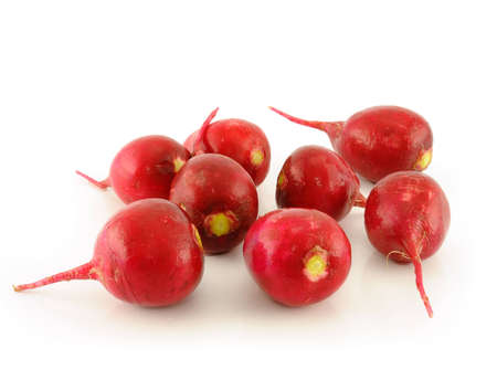 Fresh radishes  on white backgroundの写真素材
