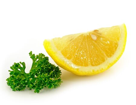 lemon slice and parsley の写真素材