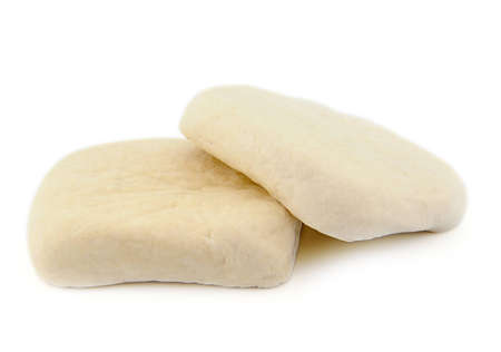 Fresh Tofu cubes isolated on whiteの写真素材