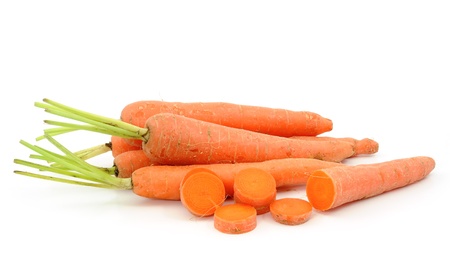 fresh carrots isolated on white background の写真素材