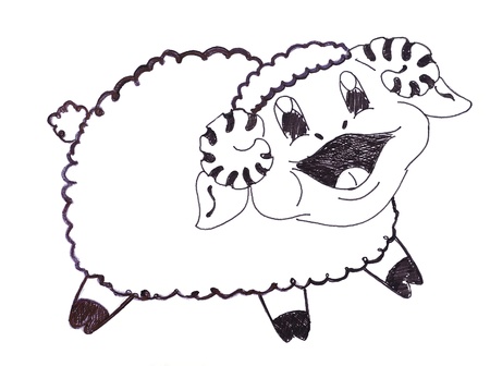 Smiling sheep cartoon の写真素材