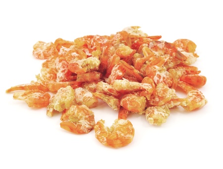 dried shrimp on white background の写真素材