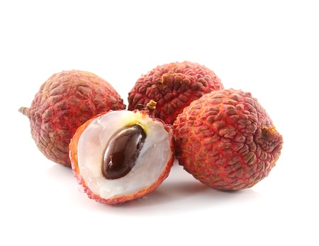 Litchi isolated on white background の写真素材