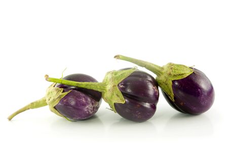eggplants isolated on whiteの写真素材