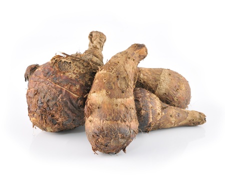 taro roots on whiteの写真素材