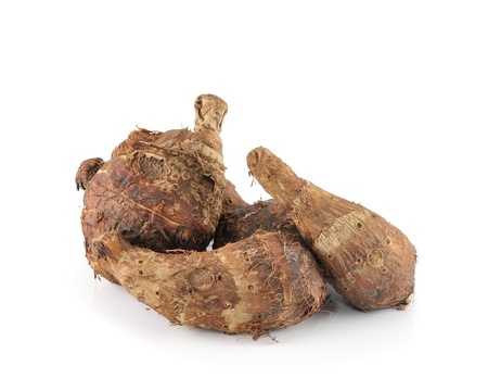 taro roots on whiteの写真素材