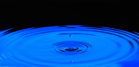 Drop of water in blueの写真素材