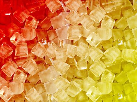 red yellow  ice cubesの写真素材