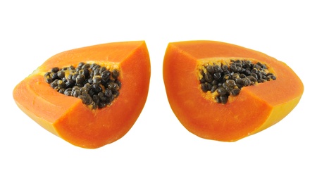 Papaya  on white backgroundの写真素材