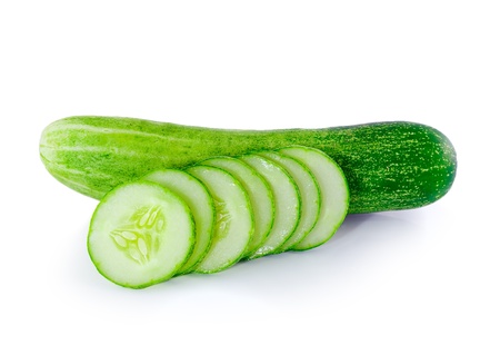 Fresh cucumber on white backgroundの写真素材