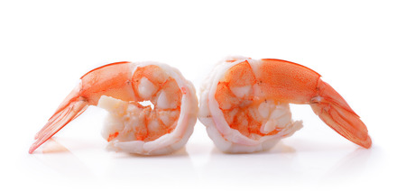 Boiled shrimp isolated on white backgroundの写真素材