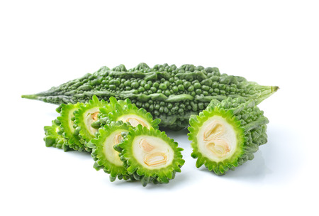 Bitter melon on white の写真素材