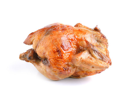 grilled chicken on white backgroundの写真素材