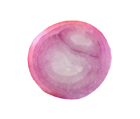 shallots slice isolated on white backgroundの写真素材