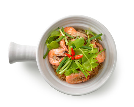 Shrimp and vermicelli bake topped with spicy sauce. thai foodの写真素材