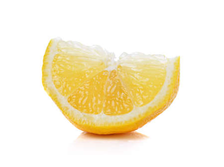 Fresh lemon slices  on white backgroundの写真素材