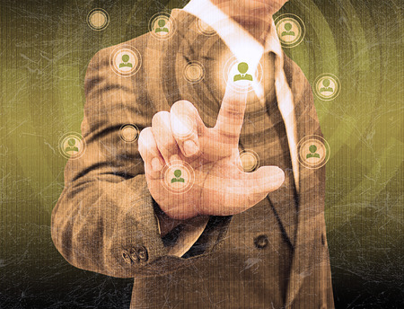 Businessman Choosing the right person in the old textureの写真素材