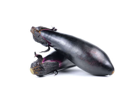 eggplant or aubergine vegetable on white backgroundの写真素材