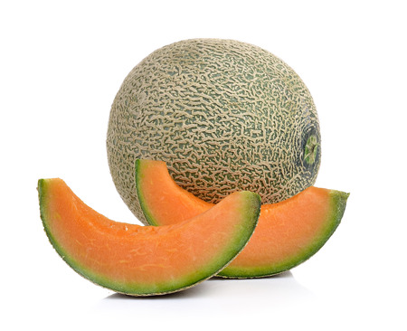 cantaloupe melon isolated on white backgroundの写真素材