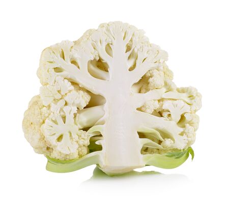 fresh cauliflower on white backgroundの写真素材