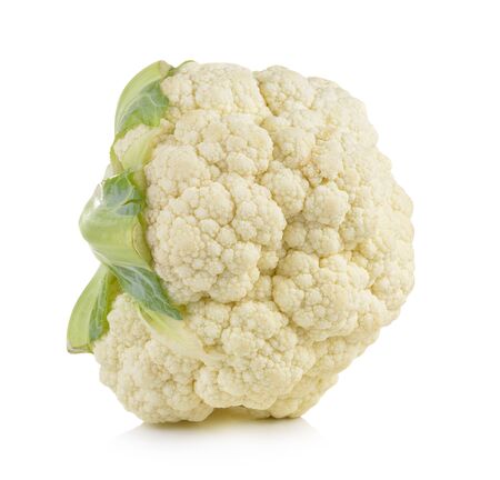 fresh cauliflower on white backgroundの写真素材