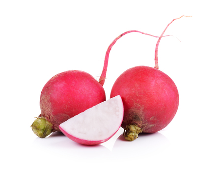 Small radishes isolated on white backgroundの写真素材