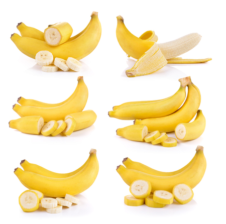 bananas on white backgroundの写真素材