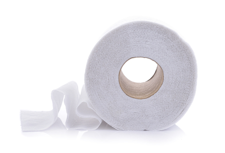 toilet paper on white backgroundの写真素材