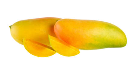 sweet ripe mango isolated on white backgroundの写真素材