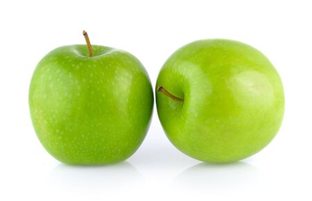 fresh green apple isolated on white backgroundの写真素材