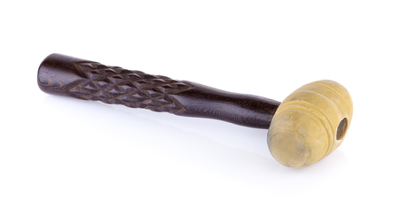 Rubber mallet with wooden handle isolated on white background