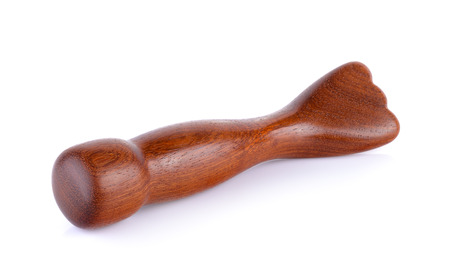 wood Massage tool on white backgroundの写真素材