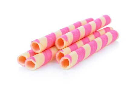 Wafer sticks isolated on white backgroundの写真素材
