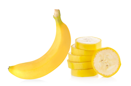 Banana slice isolated on white backgroundの写真素材