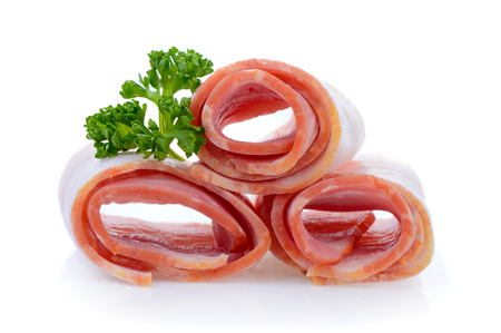 bacon isolated on white backgroundの写真素材