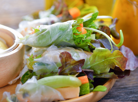 salad roll healthy foodの写真素材