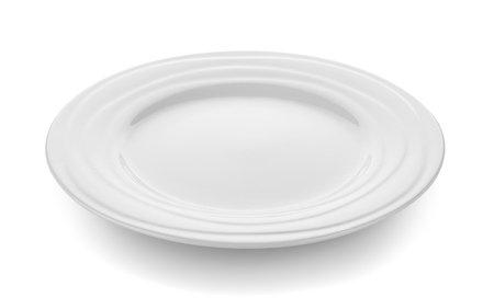 modern ceramic plate (beautiful shape) on white backgroundの写真素材